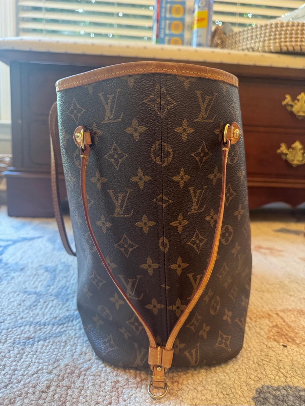 Louis Vuitton Monogram Canvas Tote with Tan Leather Trim - Picture 11 of 14